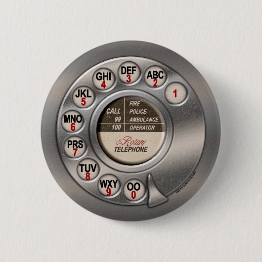 Antikes Wählscheibentelefon Button (Vorderseite)
