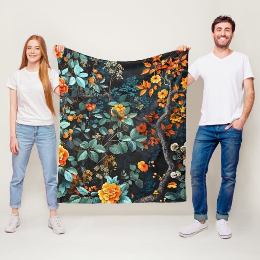 Antikes Wald-Blumenmuster Fleecedecke (Beispiel)