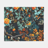 Antikes Wald-Blumenmuster Fleecedecke (Vorderseite (Horizontal))