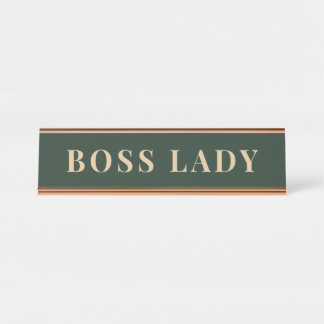 Antikes Waldgrün-Boss-Lady-Schreibtisch-Einzelstüc Schreibtischnamensplakette