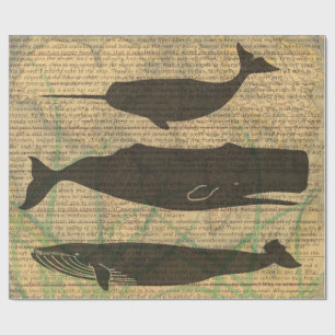 Antikes Walfisch-Marine-Vintage-Ozean-Meeresleben Geschenkpapier