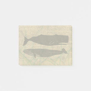 Antikes Walfisch-Marine-Vintage-Ozean-Meeresleben  Post-it Klebezettel