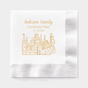 Antikes Wappen-Schloss #2 Wappen Gold Weihnachten Servietten Mit Folie