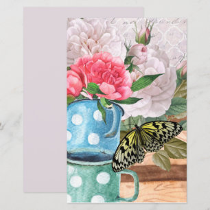 Antikes Wasserfarbe-Garten-Decoupage-Schrappbuch-P