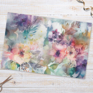 Antikes Wasserfarben-Blumen-Botanik-Muster  Seidenpapier