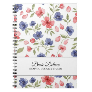 Antikes Wasserfarben-Blumen-Spiral-Foto-Notizbuch Notizblock