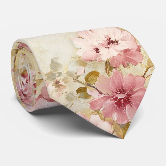 Antikes Wasserfarben-Blumenmuster Krawatte (Gerollt)