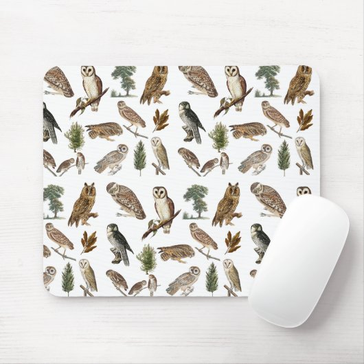 Antikes Wasserfarben-Waldmuster mit Eule Mousepad (Mit Mouse)