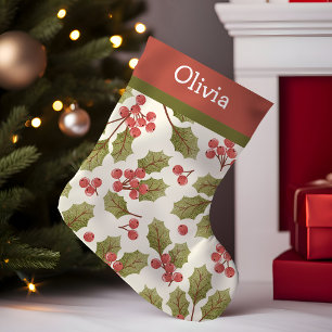 Antikes Wasserfarben-Weihnachts-Monogramm mit Stec Kleiner Weihnachtsstrumpf