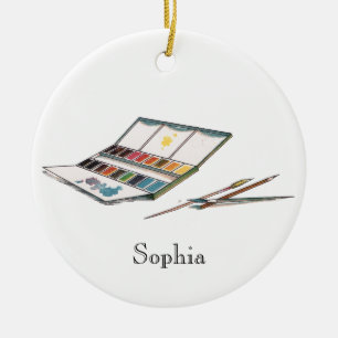 Antikes Watercolors-Farben-Set Keramik Ornament