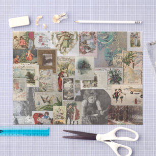 Antikes Weihnachten Ephemera Collage Decoupage Seidenpapier
