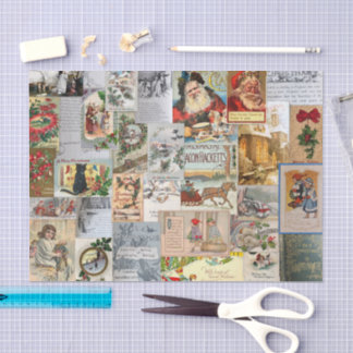 Antikes Weihnachten Ephemera Collage Decoupage Seidenpapier
