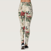 Antikes Weihnachts-Stechpalmen-Muster Leggings (Rückseite)