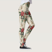 Antikes Weihnachts-Stechpalmen-Muster Leggings (Rechts)