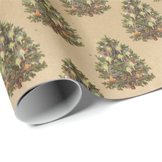 Antikes Weihnachtsmuster Geschenkpapier (Rolleneckpunkt)