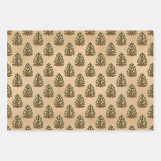 Antikes Weihnachtsmuster Geschenkpapier Set (Vorderseite)