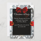 Antikes Weihnachtspapier mit rotem Bow Einladung (Rückseite)