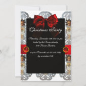 Antikes Weihnachtspapier mit rotem Bow Einladung (Rückseite)