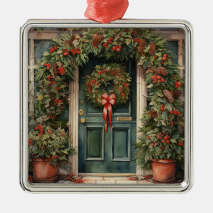 ANTIKES WEIHNACHTSTÜR MIT ORNAMENTEN VERZIER ORNAMENT AUS METALL
