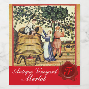 ANTIKES WEINREBEN-WEINGUT-ERNTE-WACHS-SIEGEL-MONOG WEINETIKETT