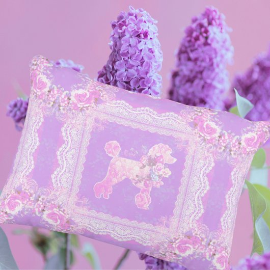 Antikes Weiß Rosa Flieder Spitze Pudel Patchwork Dekokissen