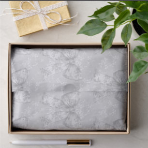 Antikes Weiß Silber Grau Blumen Toile Schleifen Seidenpapier