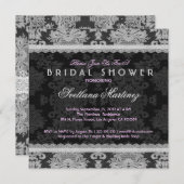 Antikes Weiß und Grau Traditionelle Blumenlatte Einladung (Vorne/Hinten)