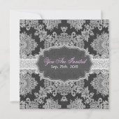 Antikes Weiß und Grau Traditionelle Blumenlatte Einladung (Rückseite)