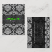 Antikes Weiß und Grau Traditionelle Blumenlatte Visitenkarte (Vorne/Hinten)