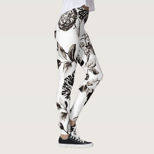 Antikes Weiß- und Schwarz-Vintages Blumengeflecht Leggings (Rechts)
