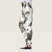 Antikes Weiß- und Schwarz-Vintages Blumengeflecht Leggings (Links)