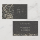 Antikes weißes Paisley auf dunkelgrauem Muster Visitenkarte (Vorne/Hinten)