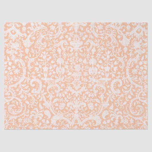 Antikes weißes Spitzen französisches Druckmuster Seidenpapier (Vorderseite)