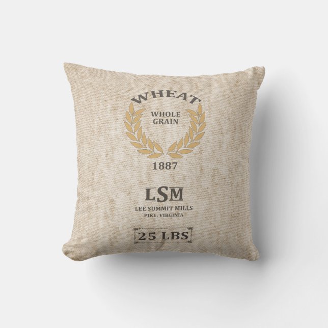 Antikes Weizensack-Design Kissen (Vorderseite)