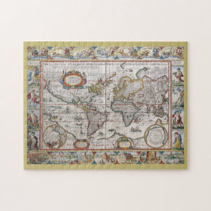 Antikes Weltkarten-Puzzle Puzzle