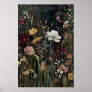 Antikes Wildblumen-Druck, Kunst Frühlingsblumen Poster
