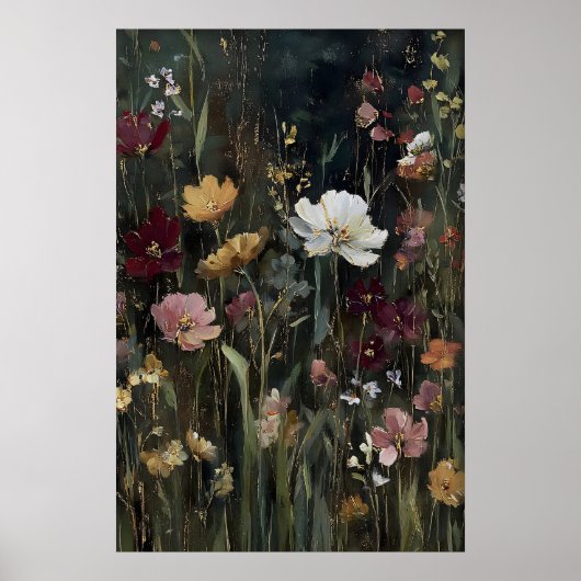 Antikes Wildblumen-Druck, Kunst Frühlingsblumen Poster (Vorne)