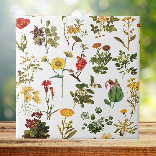 Antikes Wildblumen-Nahtlosmuster Fliese