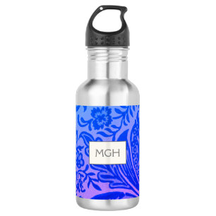 Antikes William Morris Blaues Botanisches Monogram Edelstahlflasche