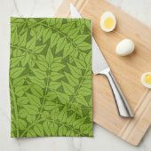 Antikes William Morris Branch Green Leaf Muster Geschirrtuch (Viertel Falte)