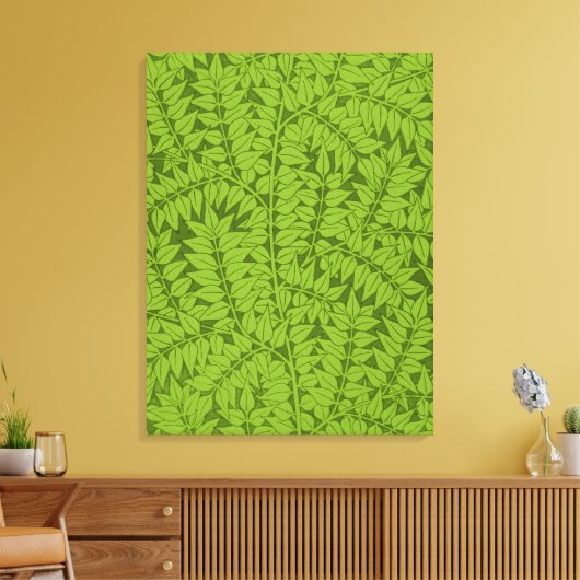 Antikes William Morris Branch Green Leaf Muster Leinwanddruck (Insitu (Wohnzimmer))