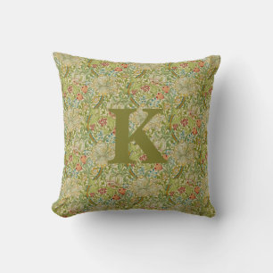 Antikes William Morris Navy Blau Rotes Chrysanthem Kissen