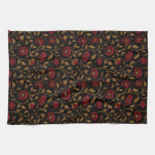 Antikes William Morris Rot Gold Mohn Blumenmuster Geschirrtuch (Horizontal)