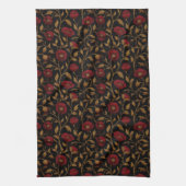Antikes William Morris Rot Gold Mohn Blumenmuster Geschirrtuch (Vertikal)