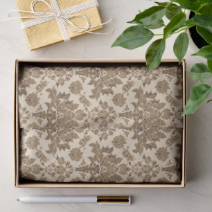 Antikes William Morris Venetian Floral Braun Weiß Seidenpapier