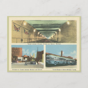 Antikes Windsor Ontario und Detroit Michigan Postkarte
