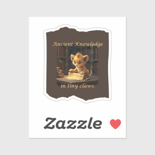 Antikes Wissen in Tiny Claws-Niedlichen Löwenstick Aufkleber (Blatt)