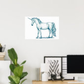 Antikes zeichn eines Einhorns Poster (Heimbüro)