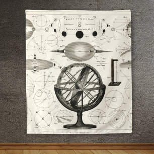 Antikes Zeichn Vintager astrologischer Sphären Wandteppich