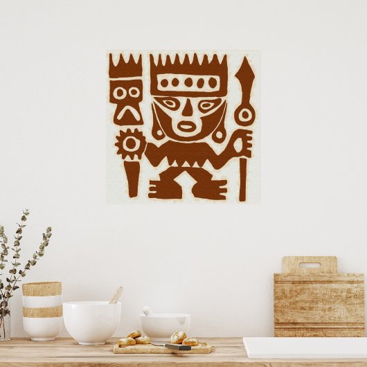 Antikes zeichnend Peru-Kriegerplatz Poster (Küche)